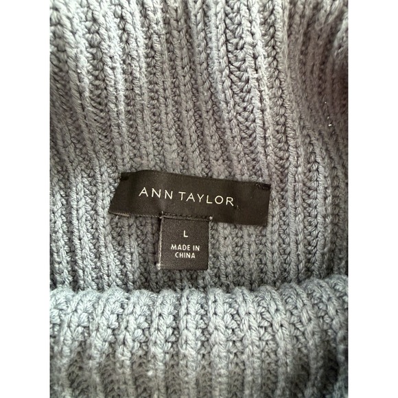 Ann Taylor Womens L Teal Purple Striped Pullover Turtleneck Sweater - Picture 5 of 8